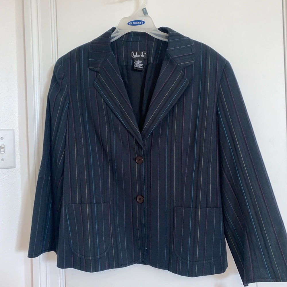 Rafaella Womens Navy Suit/Jacket with Rainbow Striped Seams